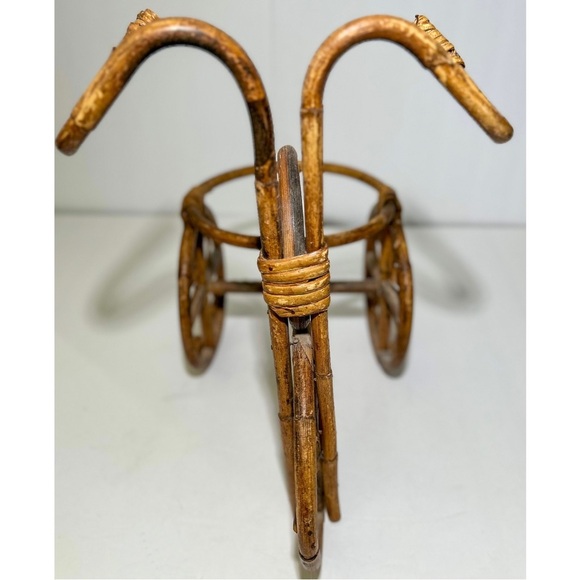 Vintage 70’s Bohemian Rattan Bamboo Bicycle Planter - Picture 7 of 12